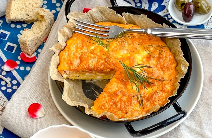 Panir Bereshteh: Schafskäse-Frittata mit frischer Dille und Paprika