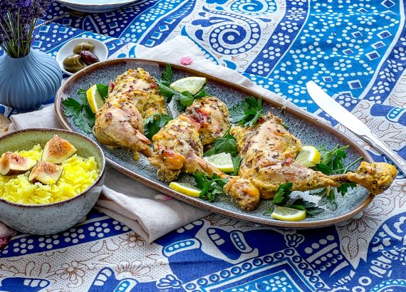 Morgh e Kababi: Gegrilltes Hühnchen mariniert mit Safran-Zitronen-Joghurt Marinade